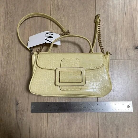 Zara Animal Print Crossbody Bag with Buckle Yellow - Picture 8 of 11